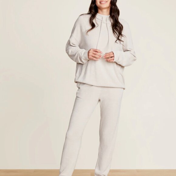 NWT Barefoot Dreams Funnel Neck Pullover & dropped seam jogger size M in bisque - Picture 1 of 5